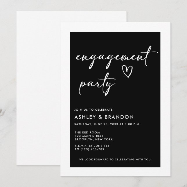 Invitación Modern Engagement Party (Anverso / Reverso)