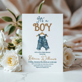 Invitación Modern Es un niño Denim Blue Jean Baby Shower
