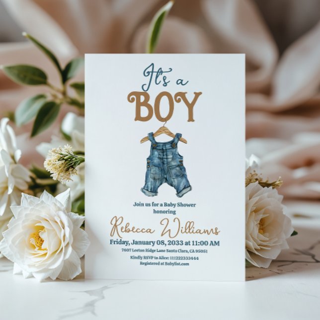 Invitación Modern Es un niño Denim Blue Jean Baby Shower (Subido por el creador)