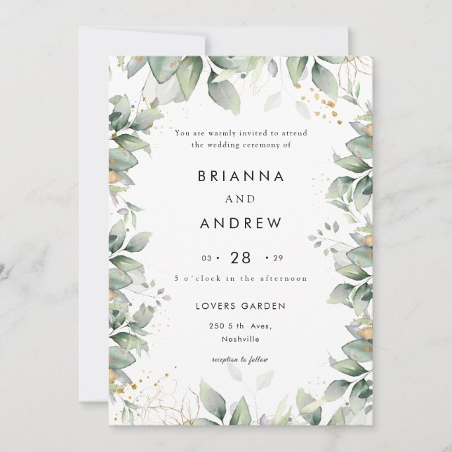 Invitación Modern Eucalyptus Wedding Invitation (Anverso)