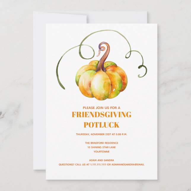 Invitación Modern Fall Autumn Pumpkin Friendding  (Anverso)