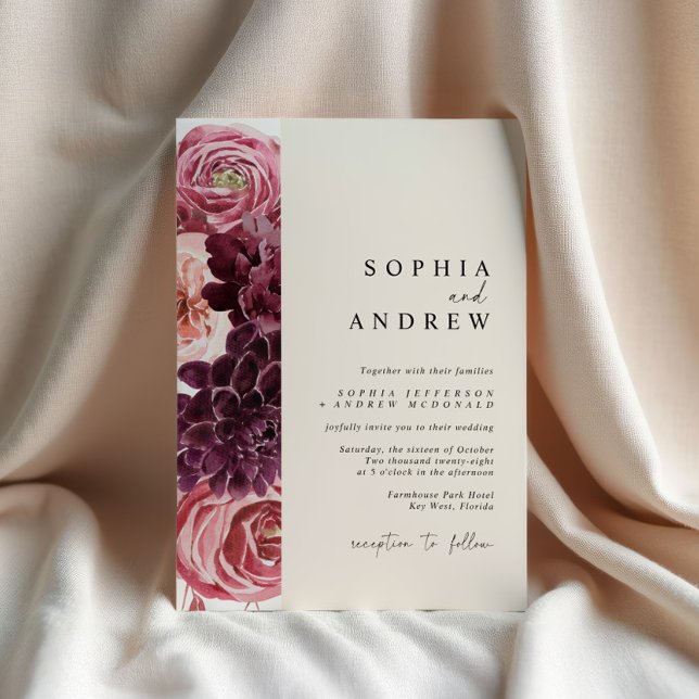 Invitación Modern Fall Flowers Autumn Boda (Subido por el creador)