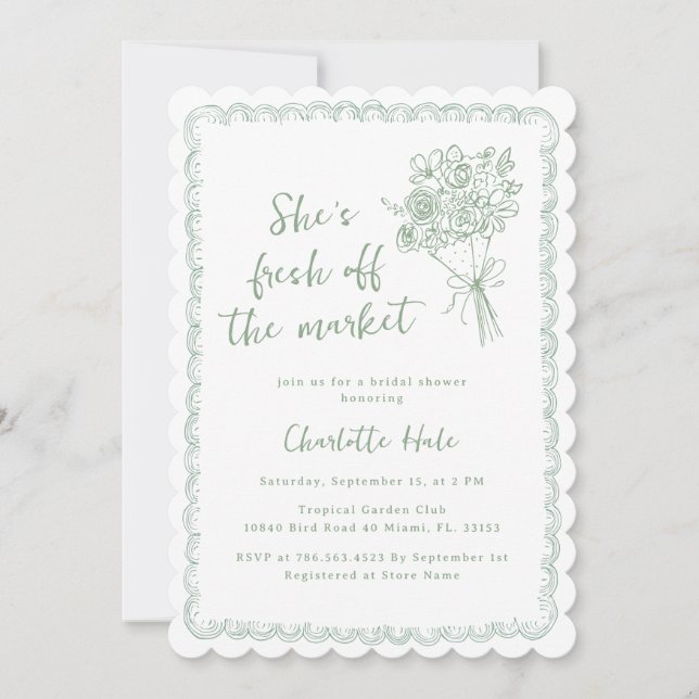 Invitación Modern Farmers Fresh off the Market Bridal Shower (Anverso)