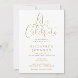 Invitación Modern Fiesta de Graduación Letra Dorada