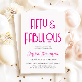 Invitación Modern Fifty and Fabulous Art Deco 50th Birthday