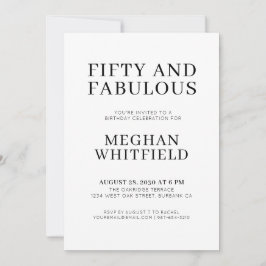 Invitación Modern Fifty and Fabulous Bold 50th Birthday Party