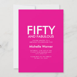 Invitación Modern Fifty and Fabulous Pink 50th Birthday Party