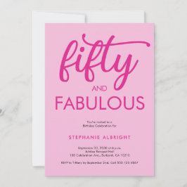 Invitación Modern Fifty and Fabulous Pink 50th Birthday Party