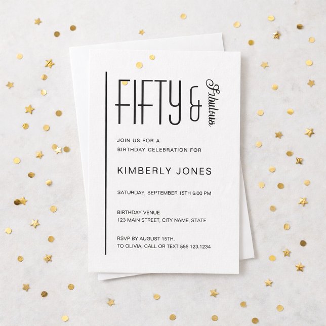 Invitación Modern Fifty & Fabulous Bold 50th Birthday Party (Subido por el creador)