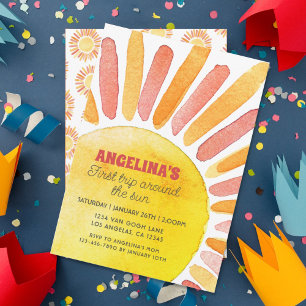 Invitación Modern First Trip Around the Sun 1st Birthday