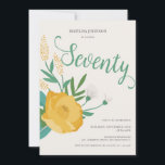 Invitación Modern Floral 70th Birthday Party<br><div class="desc">Invitación a la fiesta de cumpleaños 70 de la floral moderna. Marcos setenta con un toque floral moderno, perfecto para ella. Este elegante diseño ofrece un ambiente de jardín, ideal para una celebración de cumpleaños número 70 de verano en primavera. Una elección sencilla pero refinada para una fiesta de cumpleaños...</div>