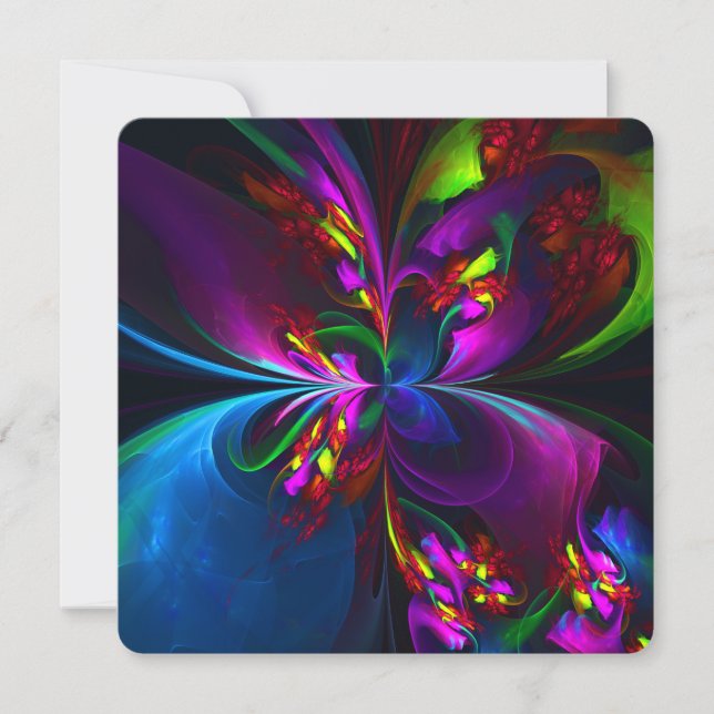 Invitación Modern Floral Abstract Art Red Blue Pattern #15 (Anverso)