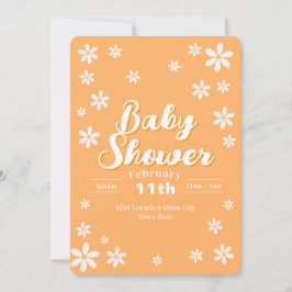 Invitación Modern Floral Baby Shower - Naranja Personalizado 