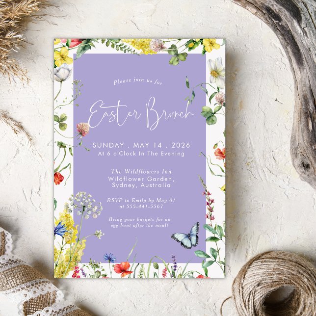 Invitación Modern Floral Chic Lavender Easter Brunch (Subido por el creador)