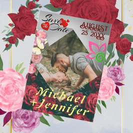 Invitación Modern Floral Save the Date Personalizado Photo Bo