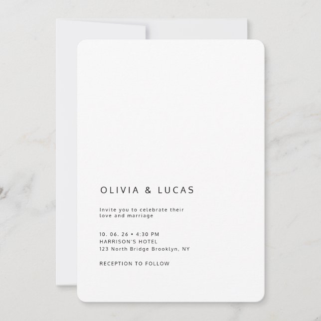 Invitación Modern Formal Classic Wedding Invitation (Anverso)