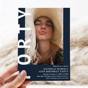 Invitación Modern FORTY Photo 40th Birthday Party Invitation