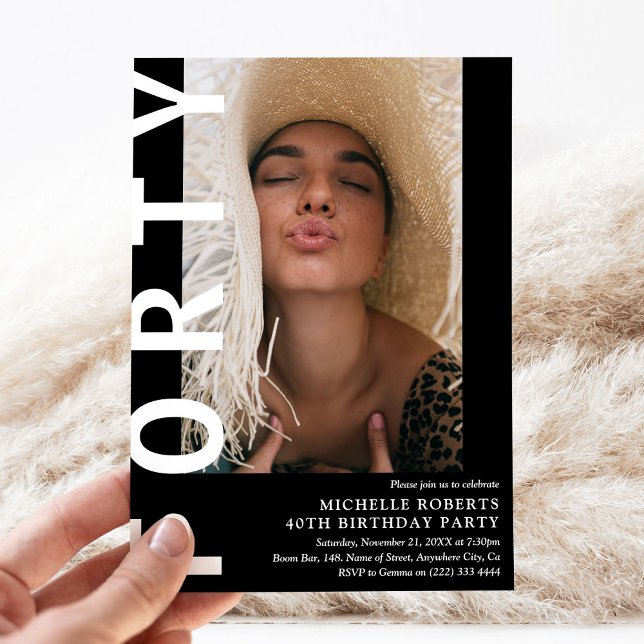 Invitación Modern FORTY Photo 40th Birthday Party Invitation (Subido por el creador)