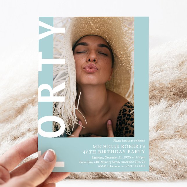 Invitación Modern FORTY Photo 40th Birthday Party Invitation (Subido por el creador)