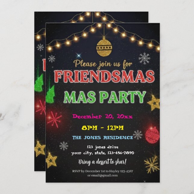 Invitación Modern Friendsmas Holiday Party Invitation (Anverso / Reverso)