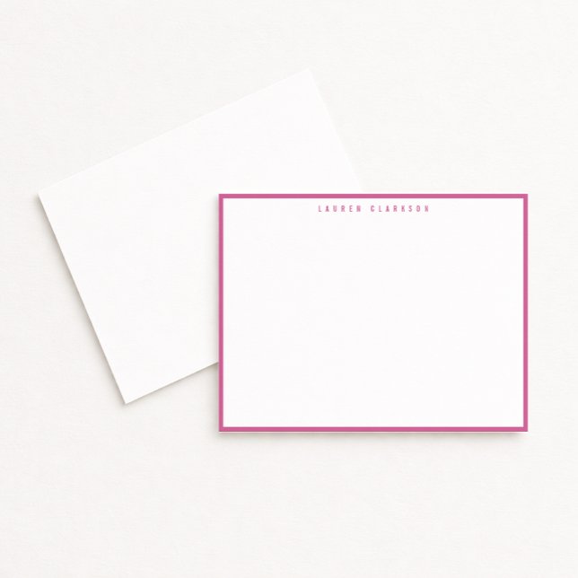 Invitación Modern Fuchsia Pink Border Note Card (Subido por el creador)
