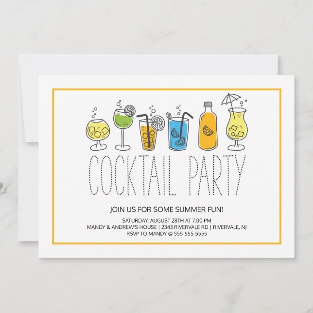 Invitación Modern Fun Cocktail Fiesta (Anverso)
