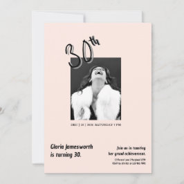 Invitación Modern Funny Light Pink Photo 30th Brithday