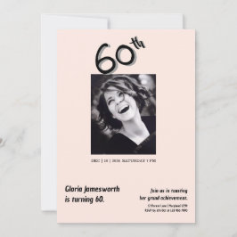 Invitación Modern Funny Light Pink Photo 60th Birthday