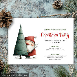 Invitación Modern Funny Santa Red Green Christmas Invitation