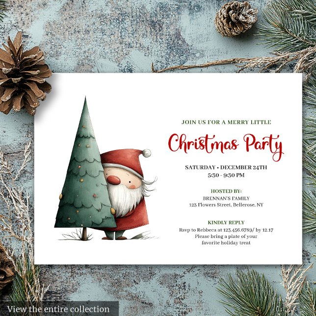 Invitación Modern Funny Santa Red Green Christmas Invitation (Modern Funny Santa Red Green Christmas Invitation)