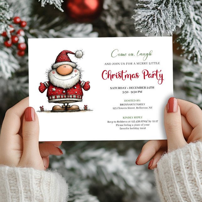 Invitación Modern Funny Santa Watercolor Party Celebration (Modern Funny Santa Watercolor Party Celebration)