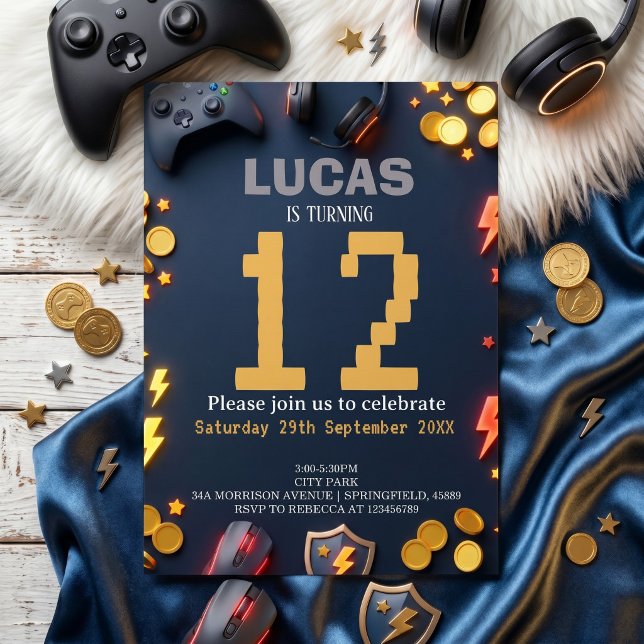 Invitación Modern Gaming Birthday Theme (Subido por el creador)