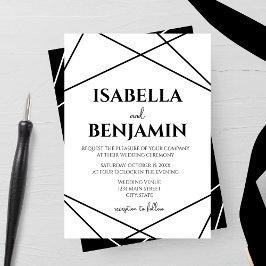 Invitación Modern Geometric Black and White Wedding