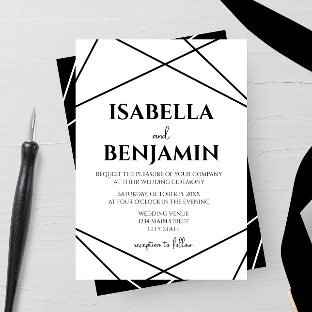 Invitación Modern Geometric Black and White Wedding (Subido por el creador)