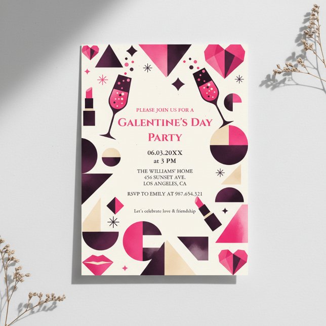 Invitación Modern Geometric Galentine's Invitation (Subido por el creador)