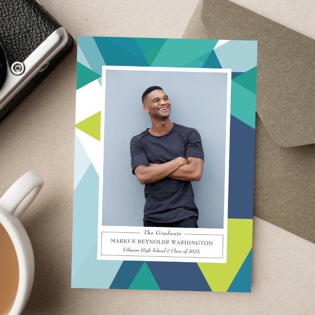 Invitación Modern Geometry 2 Photo Graduation Invitation (Subido por el creador)