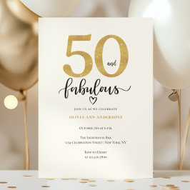 Invitación Modern Gold 50 Fabulous Birthday 
