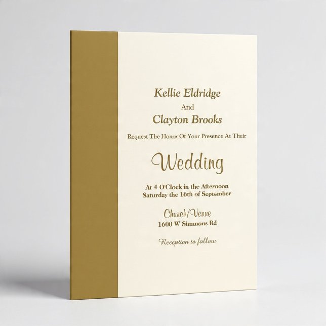 Invitación Modern Gold Bar Ivory Wedding Invitation (Subido por el creador)