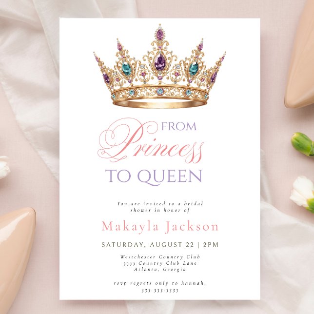 Invitación Modern Gold Crown Elegant Bridal Shower Invitation (Subido por el creador)