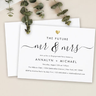 Invitación Modern Gold Future Mr. y Mrs Engagement Party