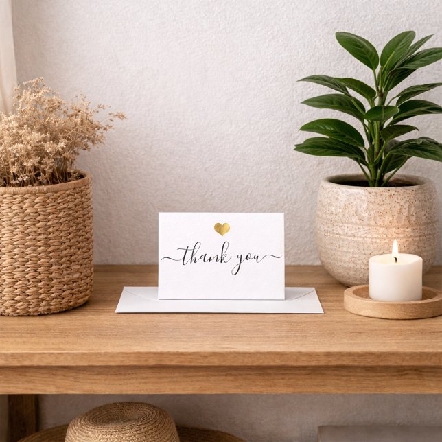 Invitación Modern Gold Heart Thank You Script (Subido por el creador)