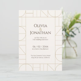 Invitación Modern Gold Ornaments Cream Wedding