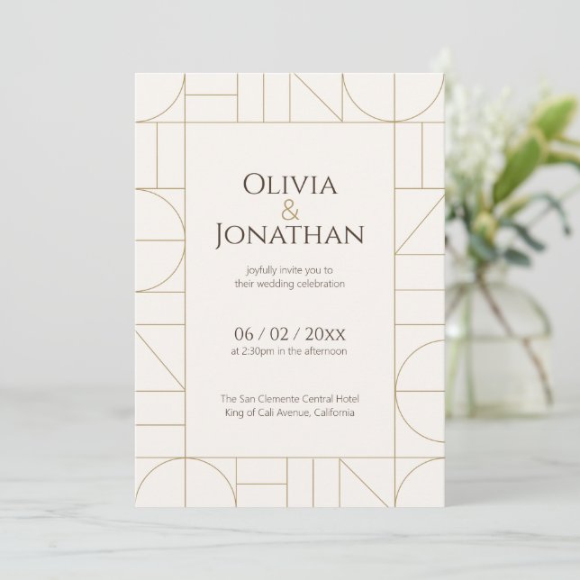 Invitación Modern Gold Ornaments Cream Wedding (Anverso de pie)