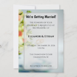 Invitación Modern Gold Rings & Floral Border Engagement