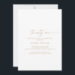 Invitación Modern Gold Script 21st Birthday Fiesta<br><div class="desc">Esta moderna invitación a la fiesta de cumpleaños número 21 es perfecta para una fiesta de cumpleaños minimalista. El sencillo diseño en color amarillo dorado presenta una tipografía de letras industriales única con un estilo boho moderno. Personalizable de cualquier color. Mantenga el diseño minimalista y elegante, tal como está, o...</div>