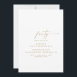 Invitación Modern Gold Script 40th Birthday Party Invitation<br><div class="desc">Esta moderna invitación a la fiesta de cumpleaños número 40 es perfecta para una fiesta de cumpleaños minimalista. El sencillo diseño en color amarillo dorado presenta una tipografía de letras industriales única con un estilo boho moderno. Personalizable de cualquier color. Mantenga el diseño minimalista y elegante, tal como está, o...</div>