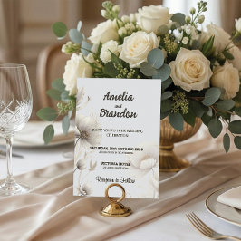 Invitación Modern Gold Sketch Flowers | White Wedding
