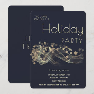 Invitación Modern Gold Wavy bokeh corporate Holiday party