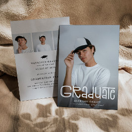 Invitación Modern Graduate 4 Photo Collage Graduation Party 