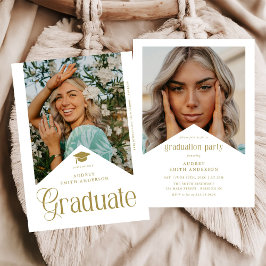 Invitación Modern Graduate Photo Graduation Party Gold